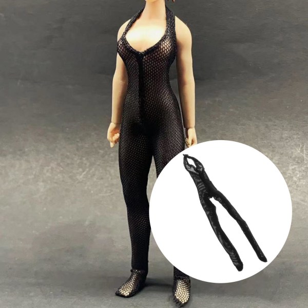 1/2/3 1:12 Jumpsuit Kläder för kvinnor för HT Action Figure Kläder Black 13.6cm 1Set