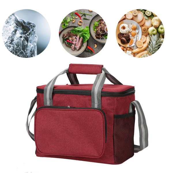 Lunch Vattentät Bag Tote Oxford Cloth Picknick Tote för Office Red