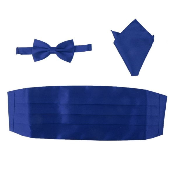 1/2/3 förpackning med 3 satinflugor för män med näsduk och näsduk Royal blue 1 Pc