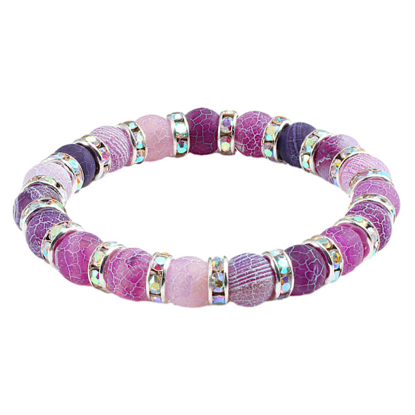 Unisex stil armband i natursten gjord med agat presentidé Silver AB Diamond