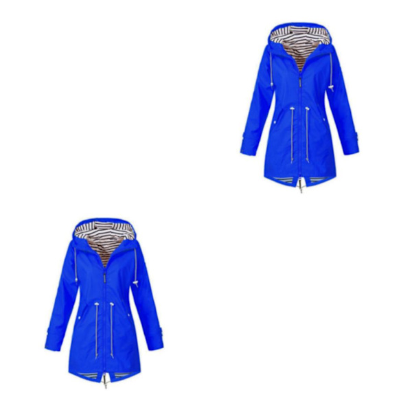 1/2/3/5 Hoodie Mjuk damjacka Vattentät regnkappa utomhus blue XL 2Set