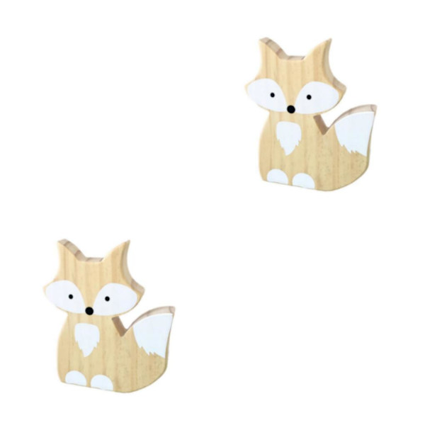1/2/3 Trä För Fox Ornaments Dekor Väggkonst Dekoration White 12x15cm 2Set