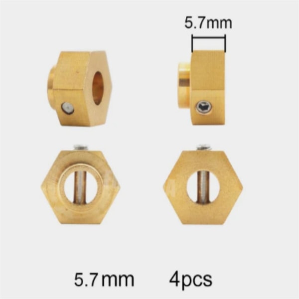RCGOFOLLOW Mässing Hjul Hexmonterad RC Uppgraderingsdel Adapter För