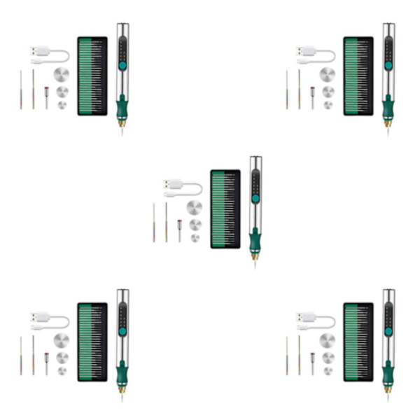 1/2/3/5 Metallsmyckengravering Pen Kit sladdlös mikrogravör 5PCS