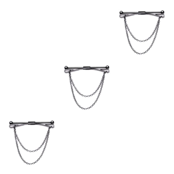 1/2/3/5 Mode mäns krage Bar Pin med kedja Cravat spännen 3Set
