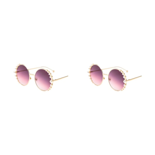 1/2/3/5 Skydd Pearl Classic för olika tillfällen Rund PC Gold Frame Purple 2PCS