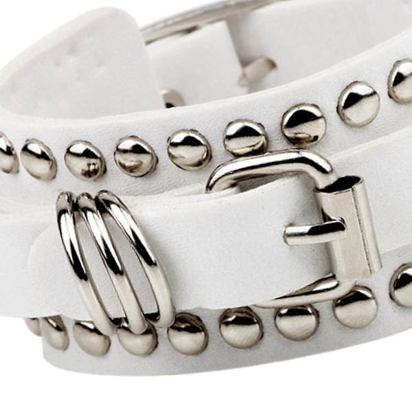 1/2/3/5 PU Läderarmband Justerbar Wrap Cuff Nit för White 24.5 x 3.2cm 5Set
