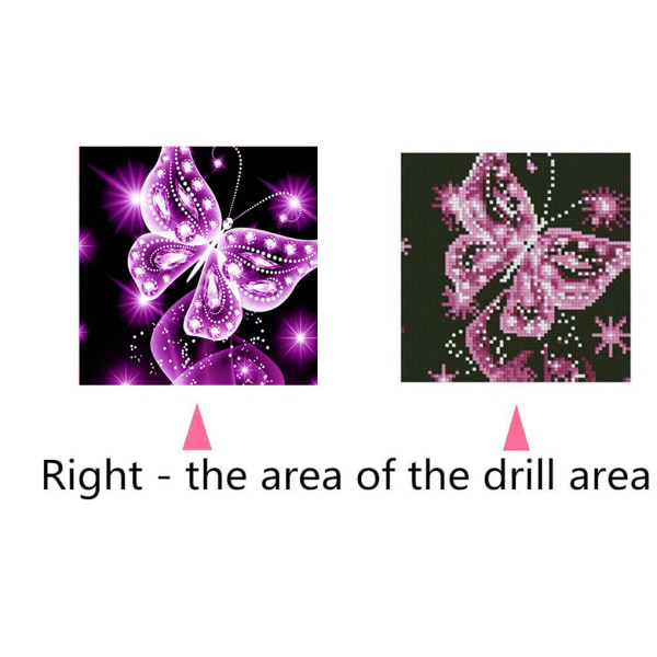 5D Rosa fjäril Rhinestone Korsstygn DIY Crystal pink