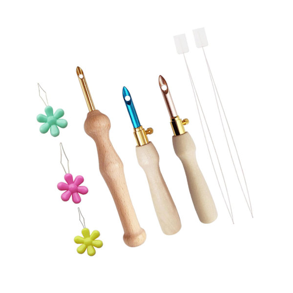 1/2/3/5 Broderi Punch Nål Penna Sysats Stickverktyg 3x Needle 5 Threader 10cm 1Set