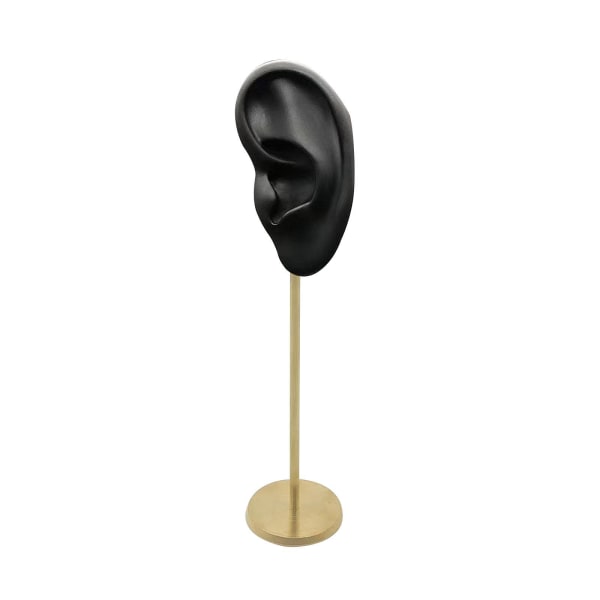 1/2/3 Örhänge Display Stand Human Ear Model Stud Holder Showcase Left Ear Black Height: 18cm 1Set