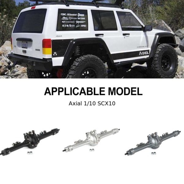 RCGOFOLLOW bakaxel RC bildel CNC Rc bakaxel för 1/10 axiell Silver