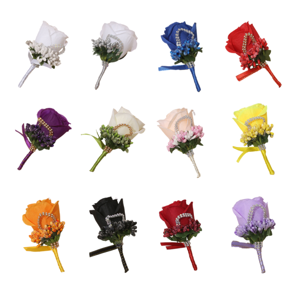 Bröllop Boutonniere säkra och återanvändbara brudgumstillbehör Broscher White