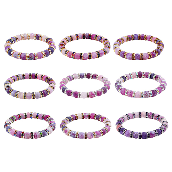 Unisex stil armband i natursten gjord med agat presentidé golden violet