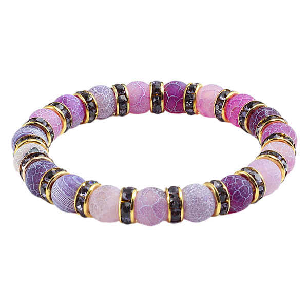 Unisex stil armband i natursten gjord med agat presentidé golden violet