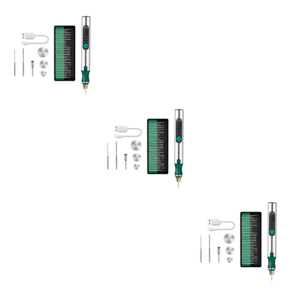 1/2/3/5 Metallsmyckengravering Pen Kit sladdlös mikrogravör 3PCS