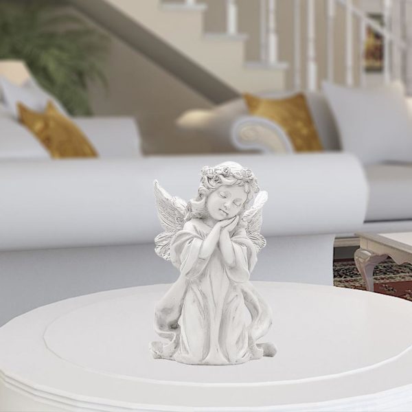 1/2 Resin White Angel Staty Desktop Decor Collection Window prayer hold cheek 1Set