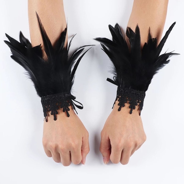 1/2/3 Gothic Feather Choker Shoulder Wrap Cape Masquerade Party wristband 32CM 1Set