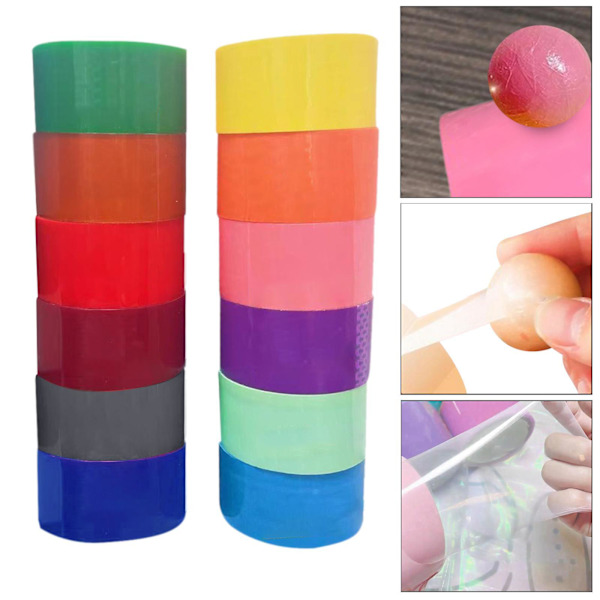 12st Sticky Ball Tape 6cm Bredd Dekorativ Avkopplande Färgad