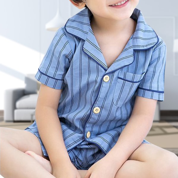 Baby Loungewear Outfit Kortärmad skjorta Top Shorts Sovkläder light blue  90cm 5cf6 | light blue | 90cm | Fyndiq
