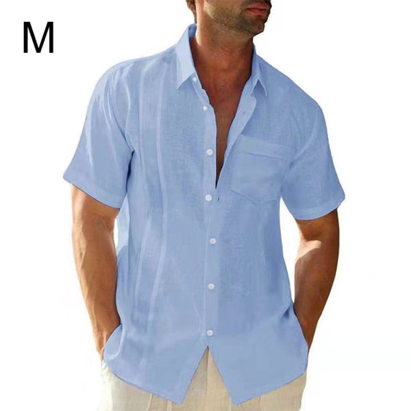 1/2 Resande Fotvandring Herr Button Down Skjorta Sommar Enkel Light Blue M 1 Pc