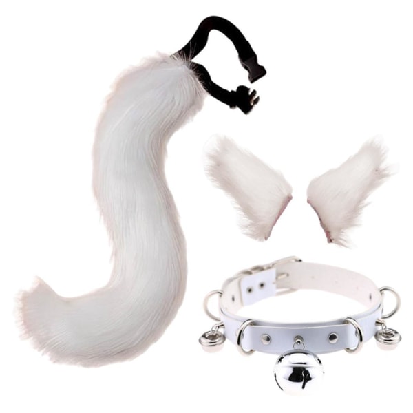 1/2/3/5 Faux Cat öron och svans Set Halloween Fancy Dress Cosplay White 1 Pc