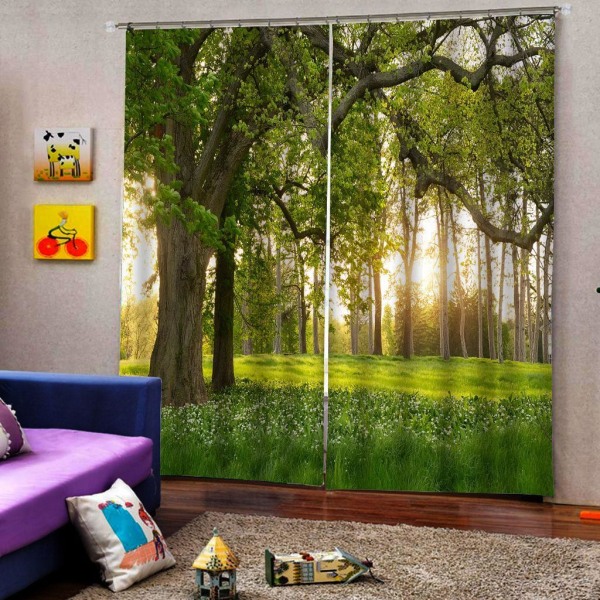 1/2 Digital Printing 3D Gardindraperier för vardagsrummet i sovrummet Big Tree 1Set