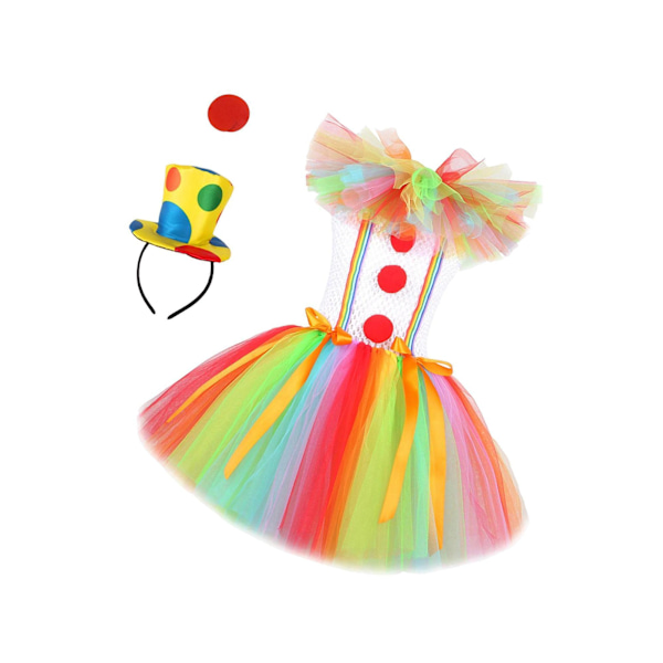 1/2/3 Barn Tjej Clown Kostym Mesh Tutu Klänning Outfits med topp Size M 1Set