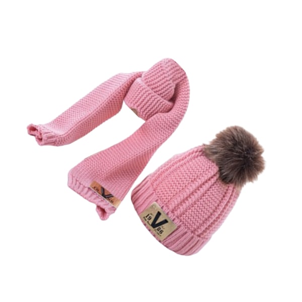 Vinter varm ullmössa och halsduk Set för barn Bo mysigt och Pink