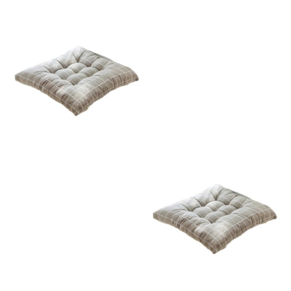 1/2 mjuk och bekväm fyrkantig stolsdyna för mysig sits gray grid 2PCS