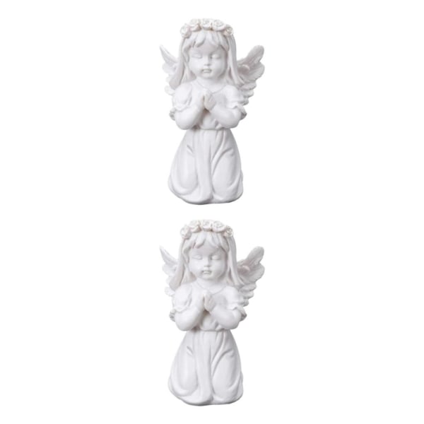 1/2 Resin White Angel Staty Desktop Decor Collection Window prayer girl 2Set