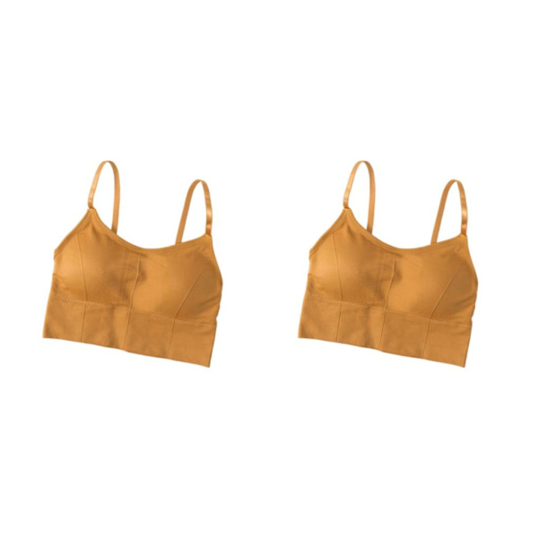 1/2/3/5 Dam Tank Crop Top BH Sexiga Underkläder Underkläder Bralette Orange 2PCS