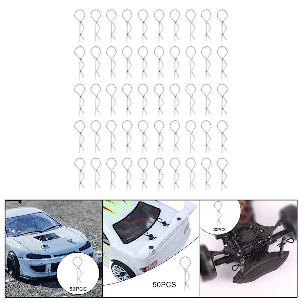 1/2/3/5 RC Body Shell Clips R Shape för 1/10 RC racingbil silver length 24mm 1Set