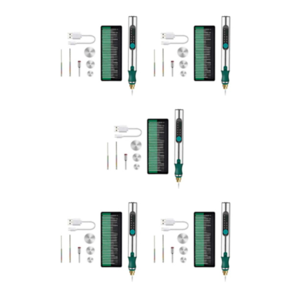 1/2/3/5 Metallsmyckengravering Pen Kit sladdlös mikrogravör 5PCS