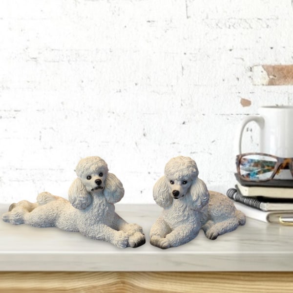 1/2/3 Pudel Hund Staty Djur Figurine Vardagsrum Kontor White 8.6x4x6cm 12.5x4x5.8cm 1Set