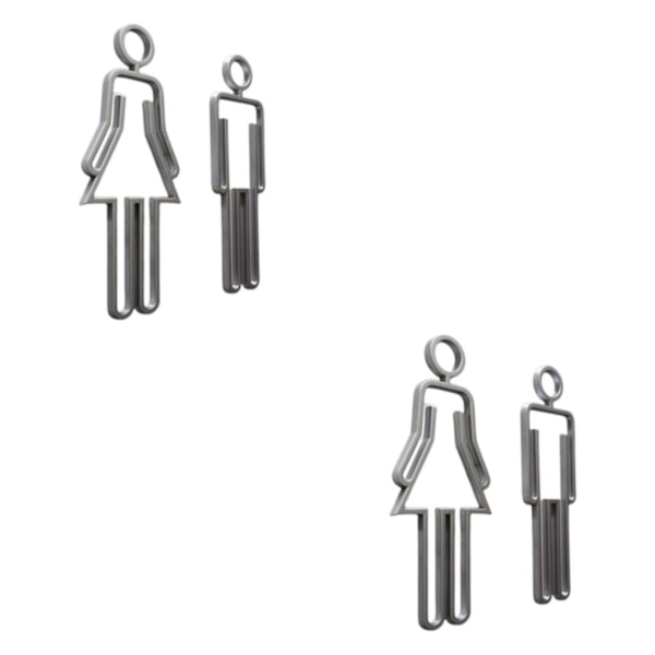 1/2/3 Män Kvinnor Toalettskylt Toalett Lätt Badrumsskylt Silver 2PCS