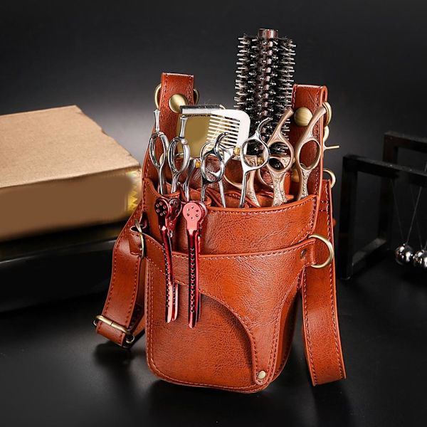 1/2/3 Barbersax hölster Frisörhållare Pouch Bag Case Brown 7.5 x 5.5 x 1.6 Inch 1Set
