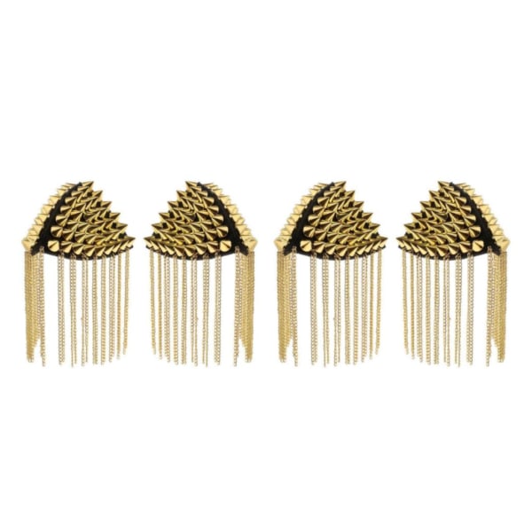 1/2 1 par Rivet Tassel Chain Epaulet Fashion Shoulder Boards Gold 11 x 12 x 5cm 2PCS