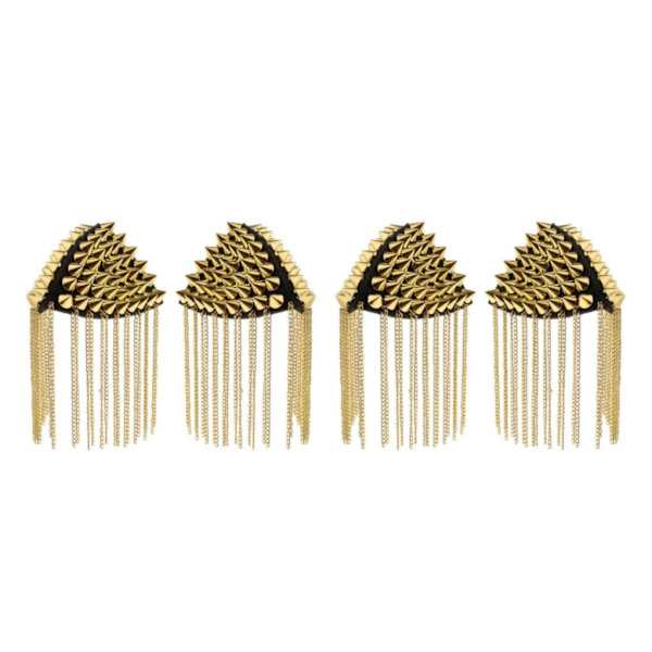 1/2 1 par Rivet Tassel Chain Epaulet Fashion Shoulder Boards Gold 11 x 12 x 5cm 2PCS