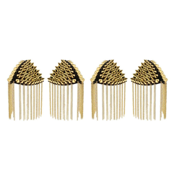 1/2 1 par Rivet Tassel Chain Epaulet Fashion Shoulder Boards Gold 11 x 12 x 5cm 2PCS