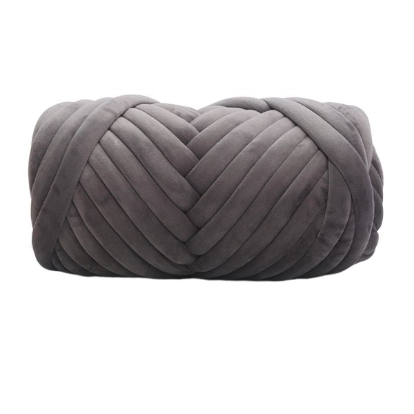 1kg Velvet Chunky Yarn För Arm Stickmatta Making Hand Knit Deep Grey
