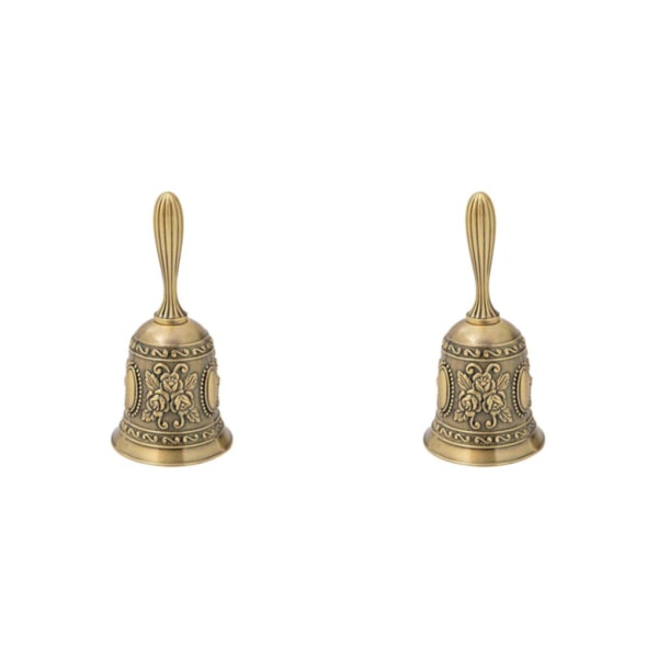 1/2/3 Handservice Ring Bell Desk Counter Reception Restaurant Antique Golden 5.5x5.5x11.3CM 2Set