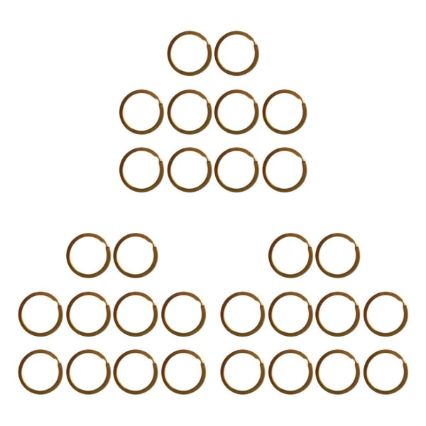 1/2/3/5 förpackning med 10 Mässing platt rund delad nyckelringar nyckel Gold 32mm 10 pcs 3PCS