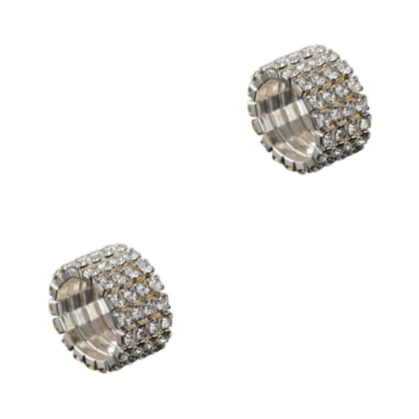 1/2/3/5 Stretch Crystal Ring Utsökt inläggning för Elegant silver 4 rows 2PCS