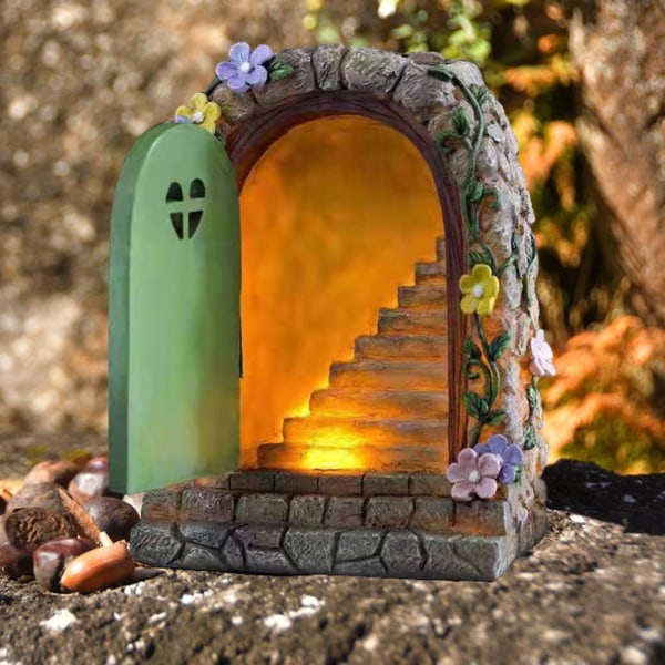 1/2/3 Fairy Door Solar Light Pixie Steps Miniatyr Magisk