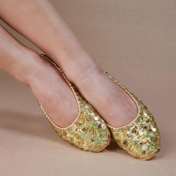 1/2/3/5 Kvinnor Tjej Magdansskor Non- För slip Soft Soles Gold L 1Set