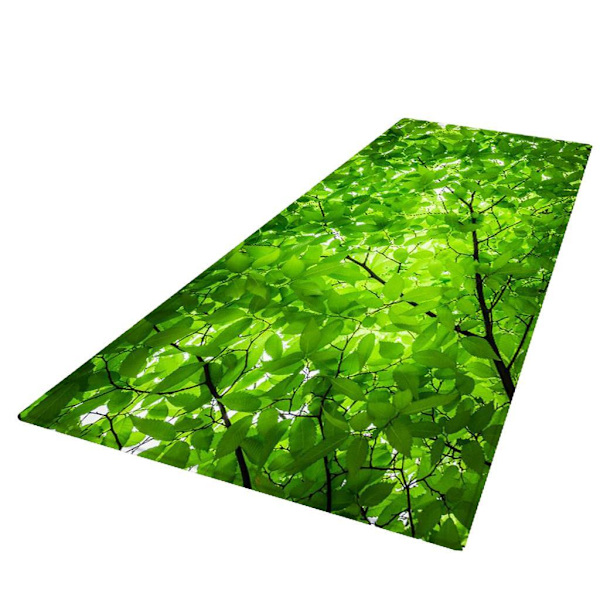 Printed 3D Golvmatta Runner Non-För slip Area Rug Green Leaves