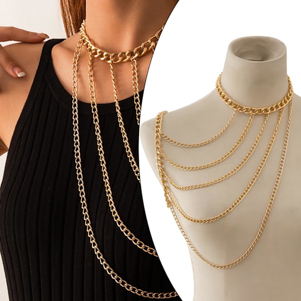1/2/3/5 Body Chain Multi lager En Shoulder Smycken Tofsar Golden 1Set