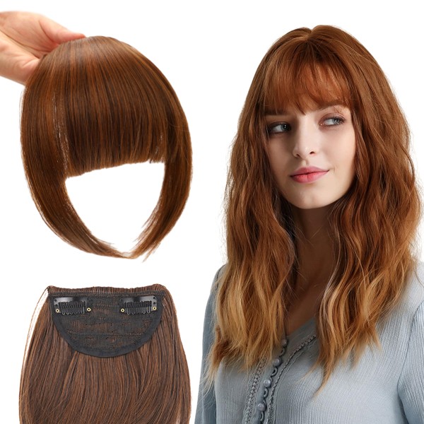 Högtemperaturfiber Utsökt Craft Clip i Bangs hår Light Brown