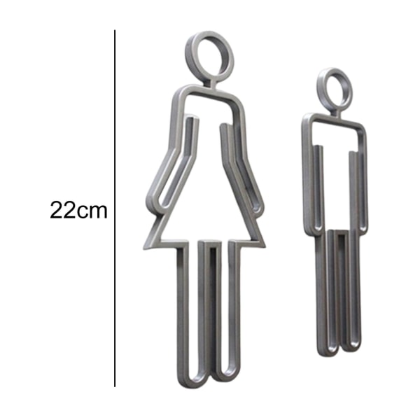 1/2/3 Män Kvinnor Toalettskylt Toalett Lätt Badrumsskylt Silver 1 Pc