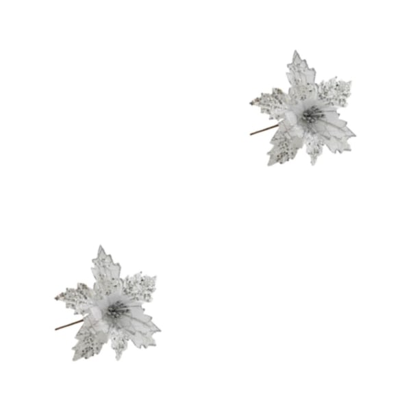 1/2/3 tyg vida tillämpningar av blommor jul för att ljusna Silver 2Set